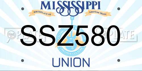 SSZ580 Mississippi License Plate