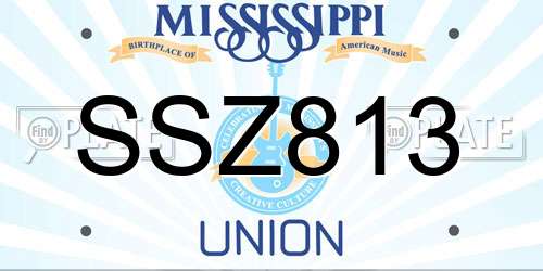 SSZ813 Mississippi License Plate