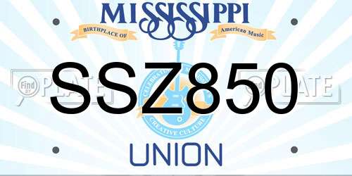 SSZ850 Mississippi License Plate