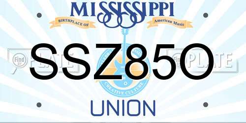 SSZ85O Mississippi License Plate