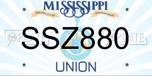SSZ880 Mississippi License Plate