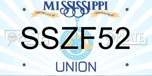 SSZF52 Mississippi License Plate