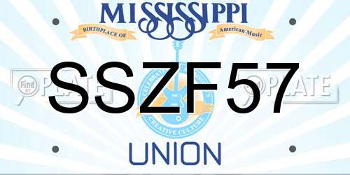 SSZF57 Mississippi License Plate