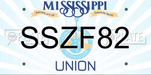 SSZF82 Mississippi License Plate