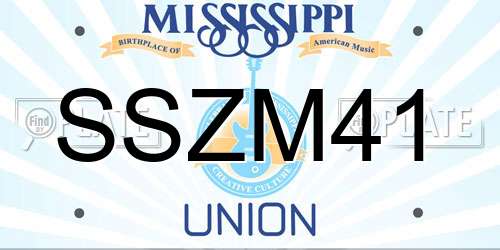 SSZM41 Mississippi License Plate