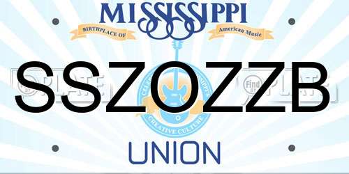 SSZOZZB Mississippi License Plate