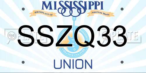 SSZQ33 Mississippi License Plate