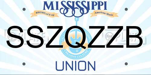 SSZQZZB Mississippi License Plate