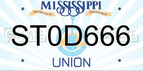 ST0D666 Mississippi License Plate