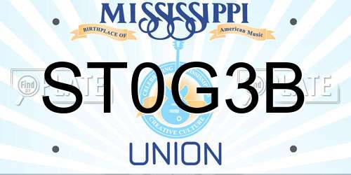 ST0G3B Mississippi License Plate