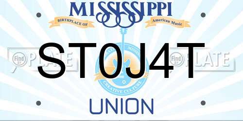 ST0J4T Mississippi License Plate