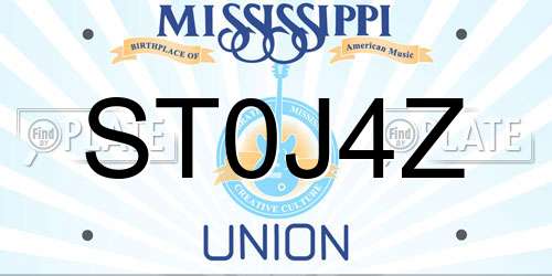 ST0J4Z Mississippi License Plate