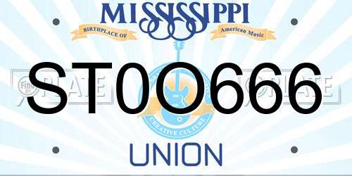ST0O666 Mississippi License Plate