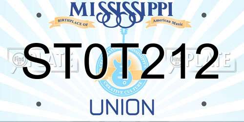 ST0T212 Mississippi License Plate