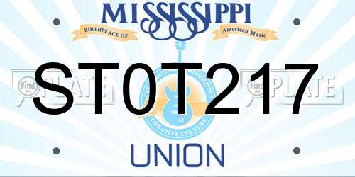 ST0T217 Mississippi License Plate