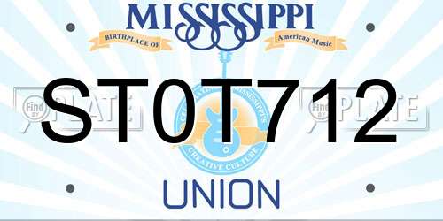 ST0T712 Mississippi License Plate