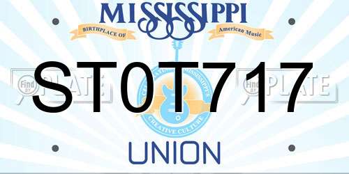 ST0T717 Mississippi License Plate