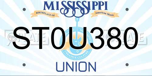 ST0U380 Mississippi License Plate