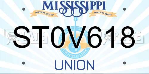 ST0V618 Mississippi License Plate