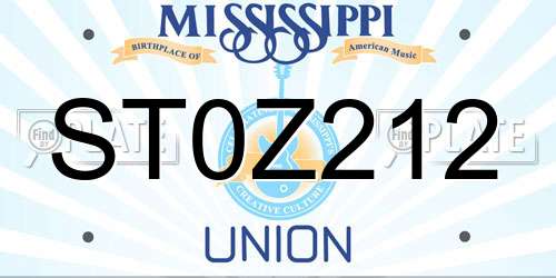 ST0Z212 Mississippi License Plate