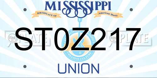 ST0Z217 Mississippi License Plate