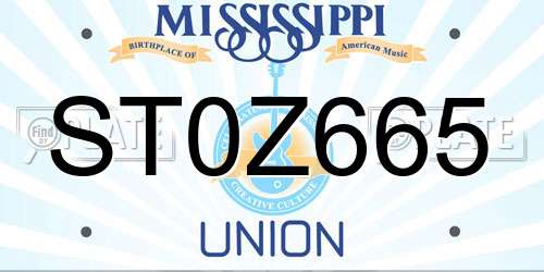 ST0Z665 Mississippi License Plate