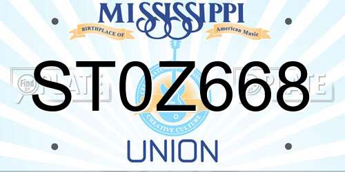 ST0Z668 Mississippi License Plate