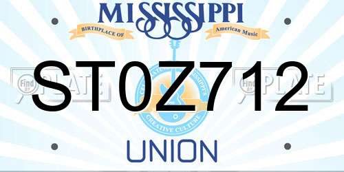 ST0Z712 Mississippi License Plate