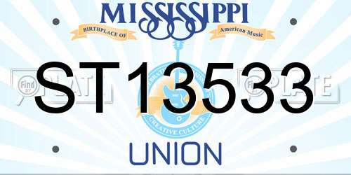 ST13533 Mississippi License Plate