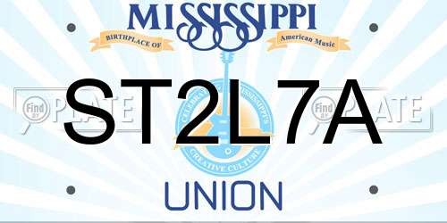 ST2L7A Mississippi License Plate