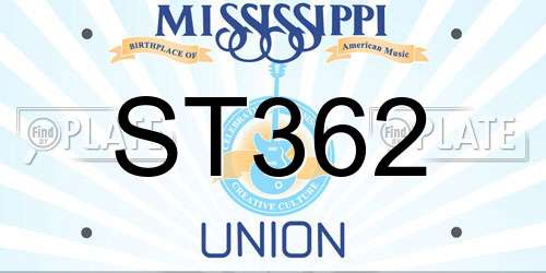 ST362 Mississippi License Plate