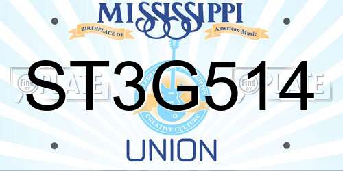 ST3G514 Mississippi License Plate