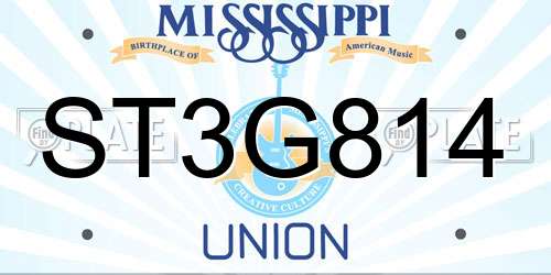 ST3G814 Mississippi License Plate