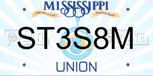 ST3S8M Mississippi License Plate