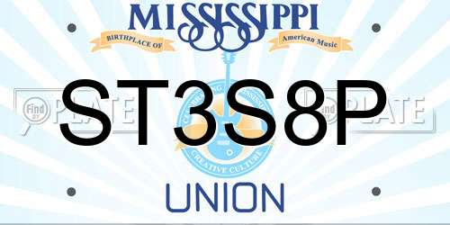 ST3S8P Mississippi License Plate