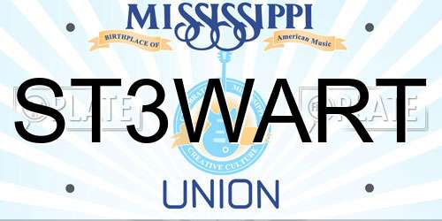 ST3WART Mississippi License Plate