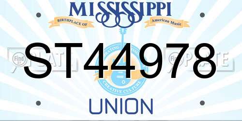 ST44978 Mississippi License Plate