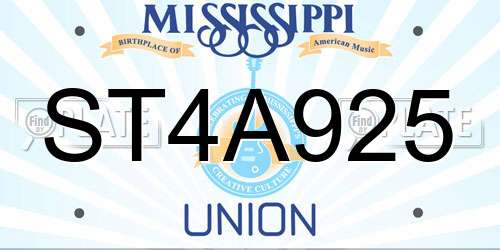 ST4A925 Mississippi License Plate