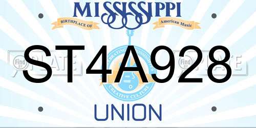 ST4A928 Mississippi License Plate