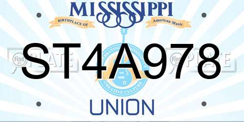 ST4A978 Mississippi License Plate