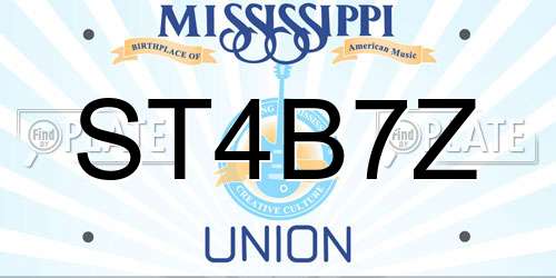 ST4B7Z Mississippi License Plate