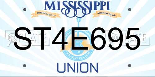ST4E695 Mississippi License Plate