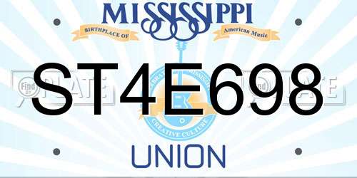 ST4E698 Mississippi License Plate