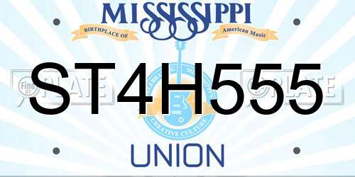 ST4H555 Mississippi License Plate