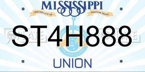 ST4H888 Mississippi License Plate