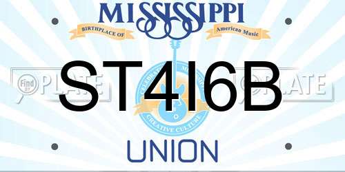 ST4I6B Mississippi License Plate