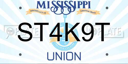 ST4K9T Mississippi License Plate