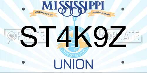 ST4K9Z Mississippi License Plate
