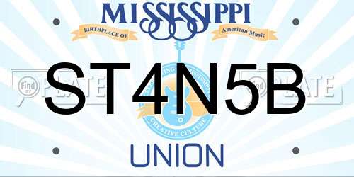 ST4N5B Mississippi License Plate