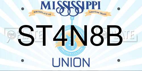 ST4N8B Mississippi License Plate